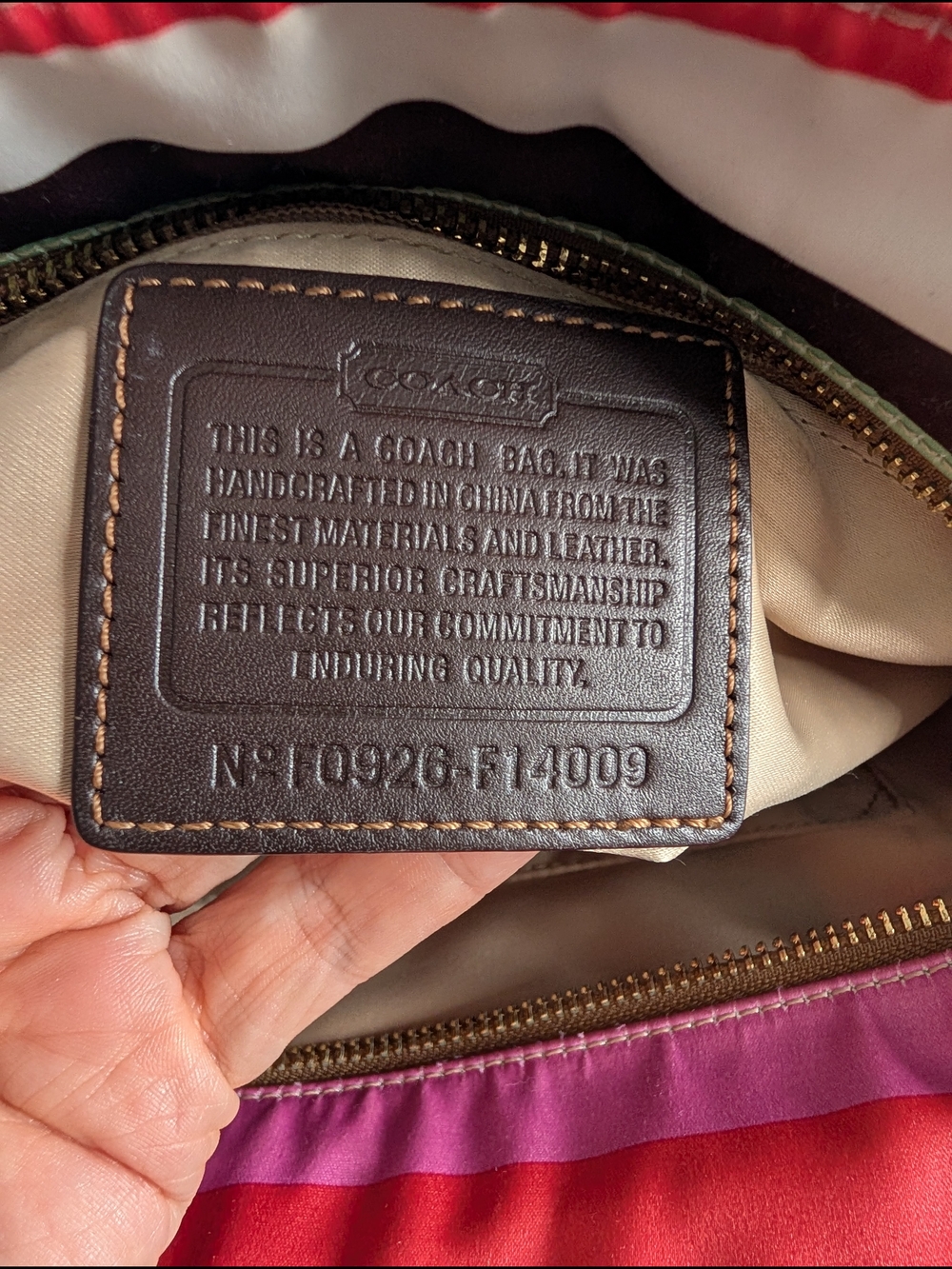 Coach Legacy Stripe Multicolored Sateen Tote with Metallic Leather Trim - Picture 7 of 9